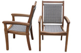 Grey Stackable Outdoor Wicker and Eucalyptus Arm Chair