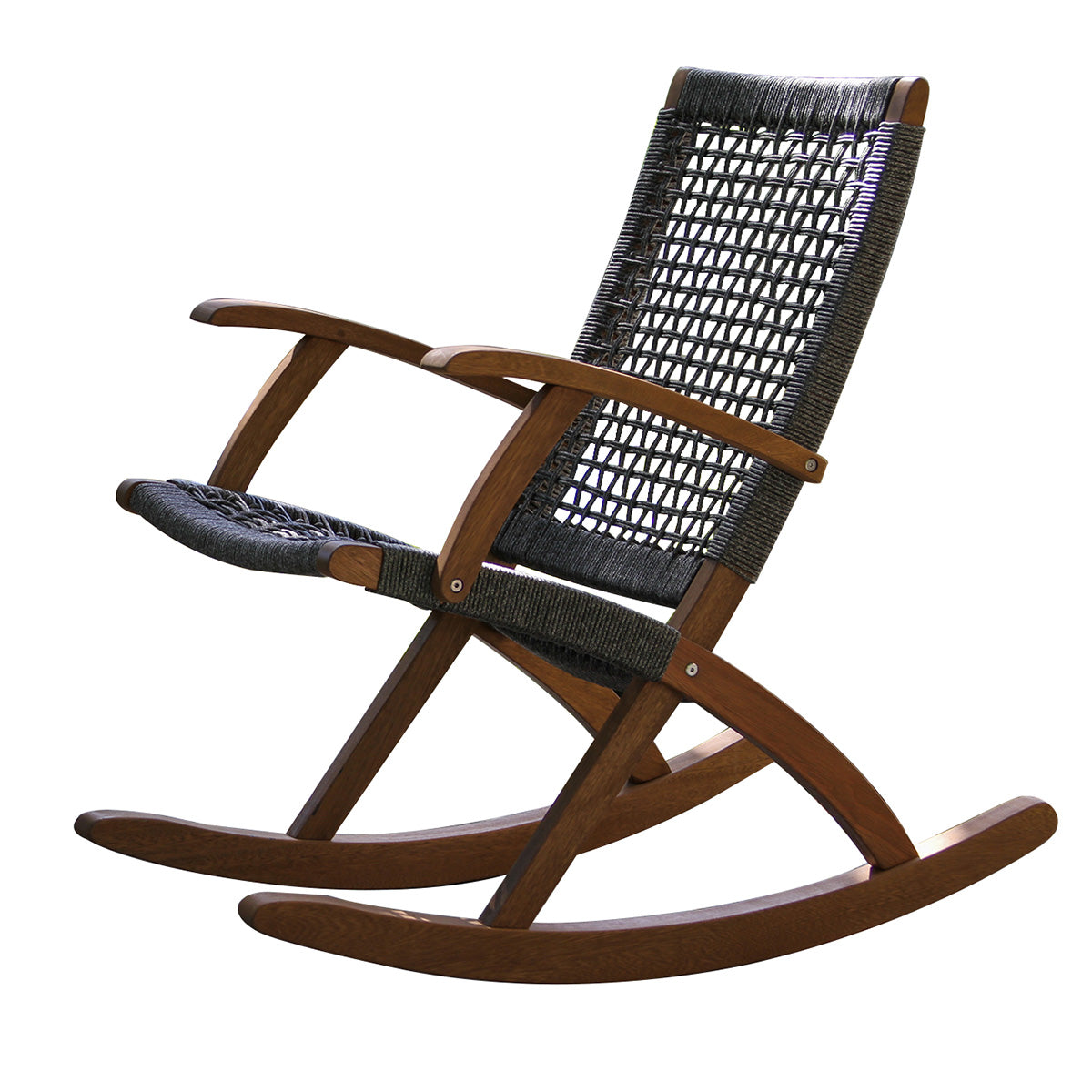 Eucalyptus and Grey Outdoor Rope Modern Rocking Chair