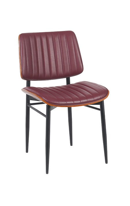 Indoor Mid-Century Modern Metal Upholstered Chair with Vinyl Seat and Back