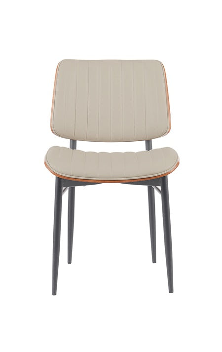 Indoor Mid-Century Modern Metal Upholstered Chair with Vinyl Seat and Back