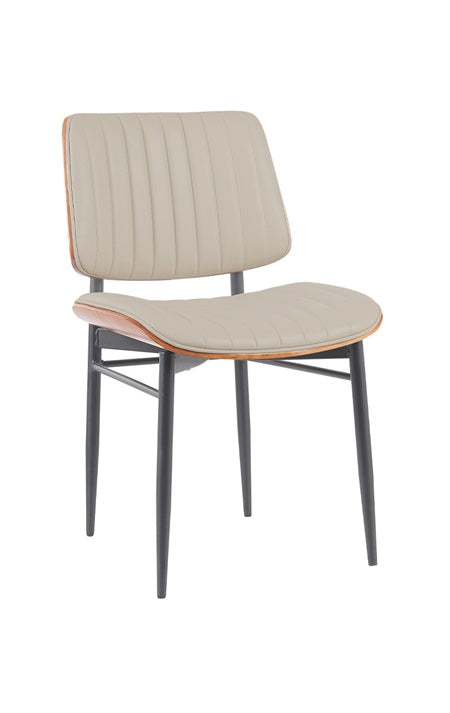 Indoor Mid-Century Modern Metal Upholstered Chair with Vinyl Seat and Back
