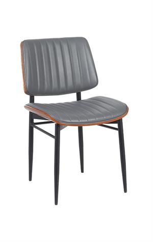 Indoor Mid-Century Modern Metal Upholstered Chair with Vinyl Seat and Back