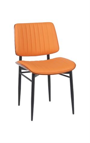 Indoor Mid-Century Modern Metal Upholstered Chair with Vinyl Seat and Back