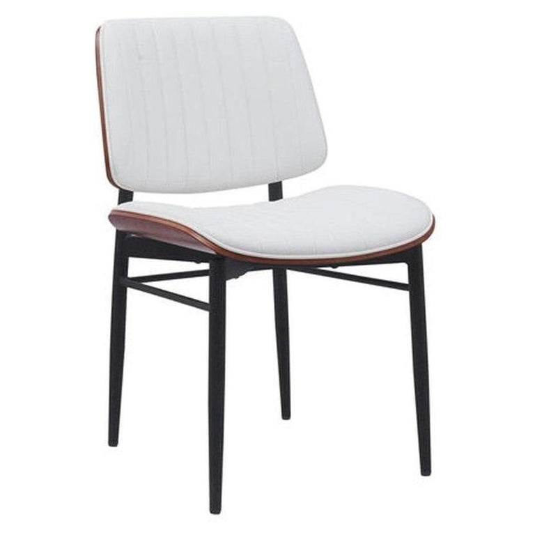 Indoor MidCentury Modern Metal Upholstered Chair with Vinyl Seat and