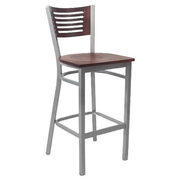 Silver Interchangeable Back Metal Bar Stool with 5 Slats19c43e363df524f45f