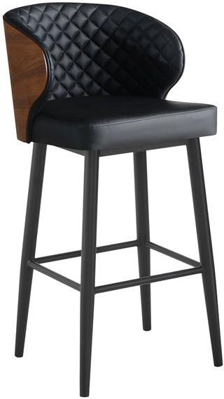 Contemporary Indoor Black Steel Bar Stool with Black Vinyl Upholstery