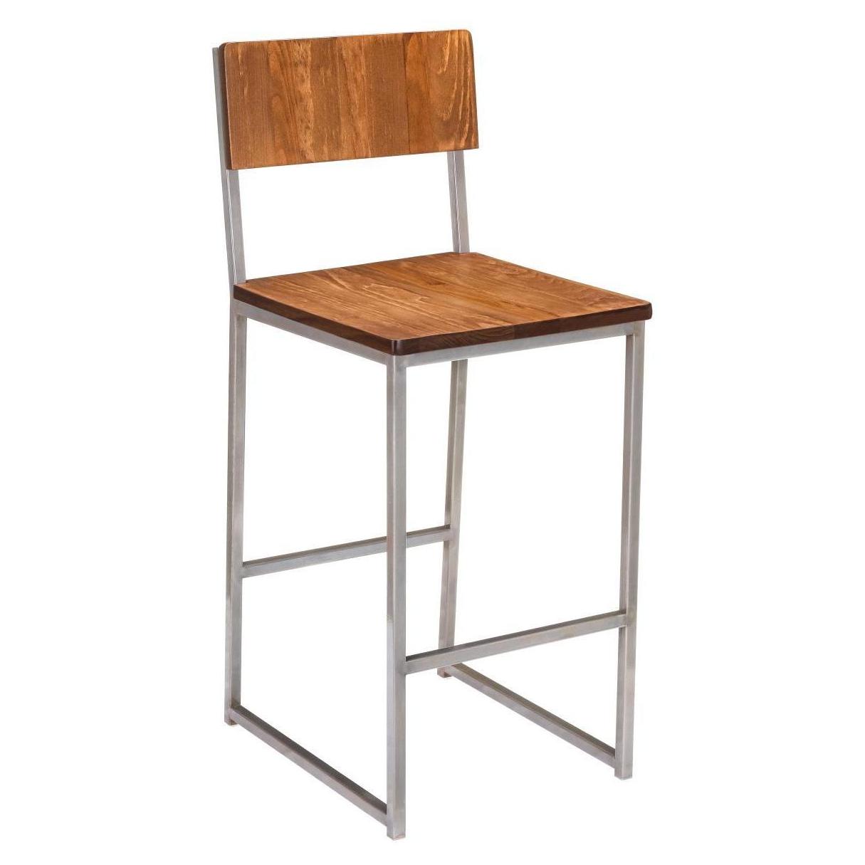 Indy Metal Bar Stool with Clear Coated Finish and Wood Back19b7f714879e486c3