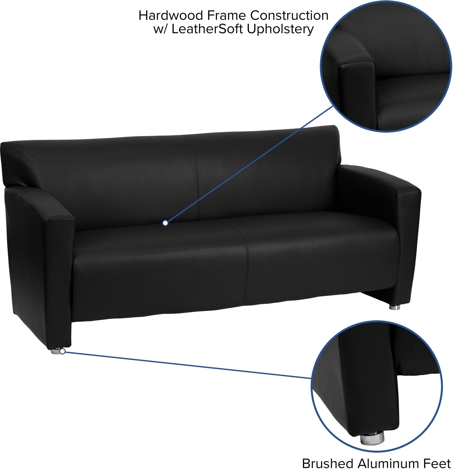 HERCULES Majesty Series Black LeatherSoft Sofa
