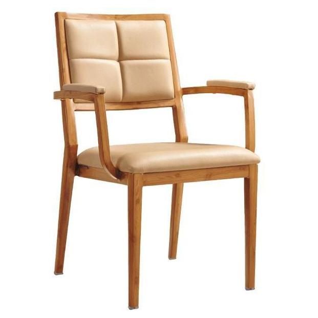 Milano Padded Wood Grain Aluminum Arm Chair19f5cb4815b41555cd
