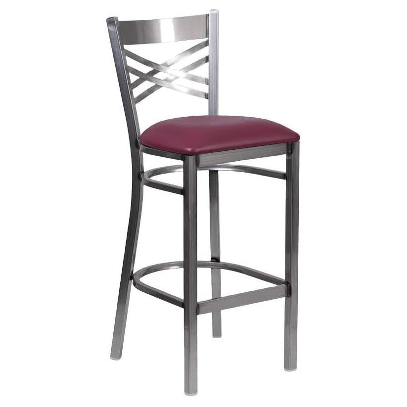 Clear Coated Metal X Back Bar Stool19c43ec86862d9e03b