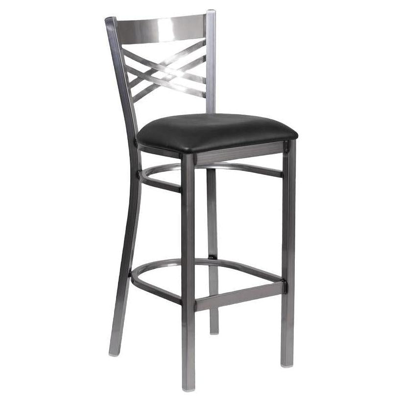 Clear Coated Metal X Back Bar Stool19c43ec868618a382