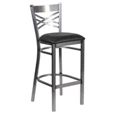 Clear Coated Metal X Back Bar Stool19c43ec868618a382