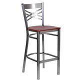 Clear Coated Metal X Back Bar Stool19c43ec86862e24180
