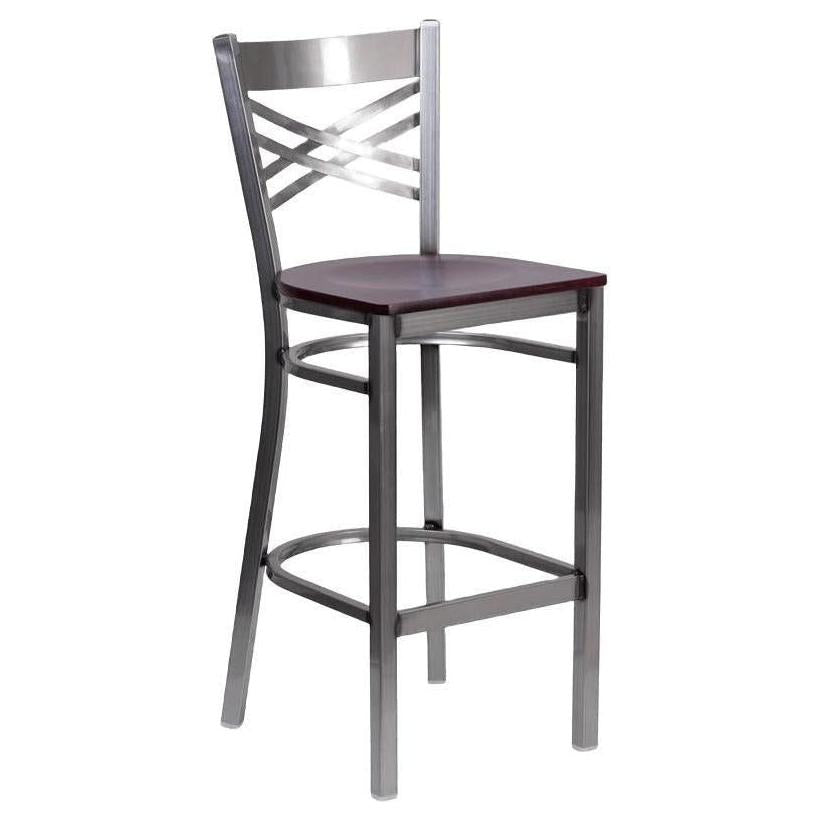 Clear Coated Metal X Back Bar Stool19c43ec8686456e7e3