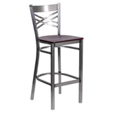 Clear Coated Metal X Back Bar Stool19c43ec8686456e7e3