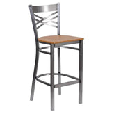 Clear Coated Metal X Back Bar Stool19c43ec868635a3d0e