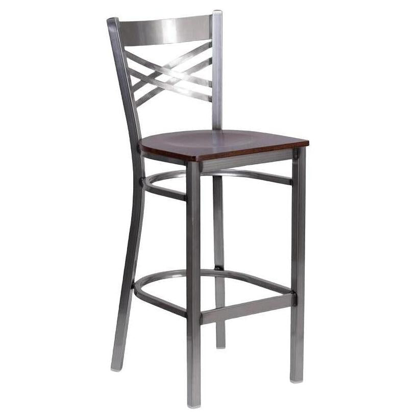 Clear Coated Metal X Back Bar Stool19c43ec8686645db2f