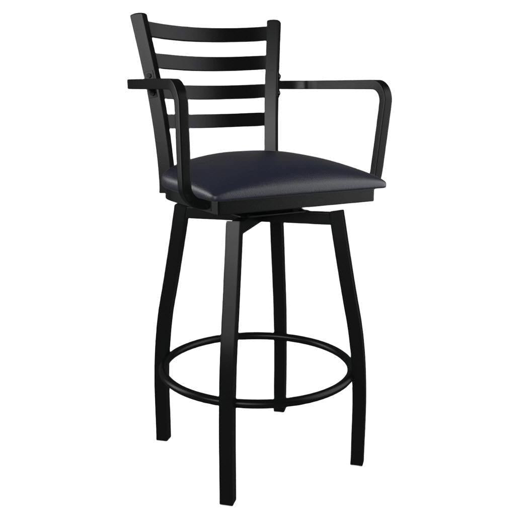 Swivel Ladder Back Metal Bar Stool with Arms19c43f49477131e468