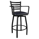 Swivel Ladder Back Metal Bar Stool with Arms19c43f49477131e468