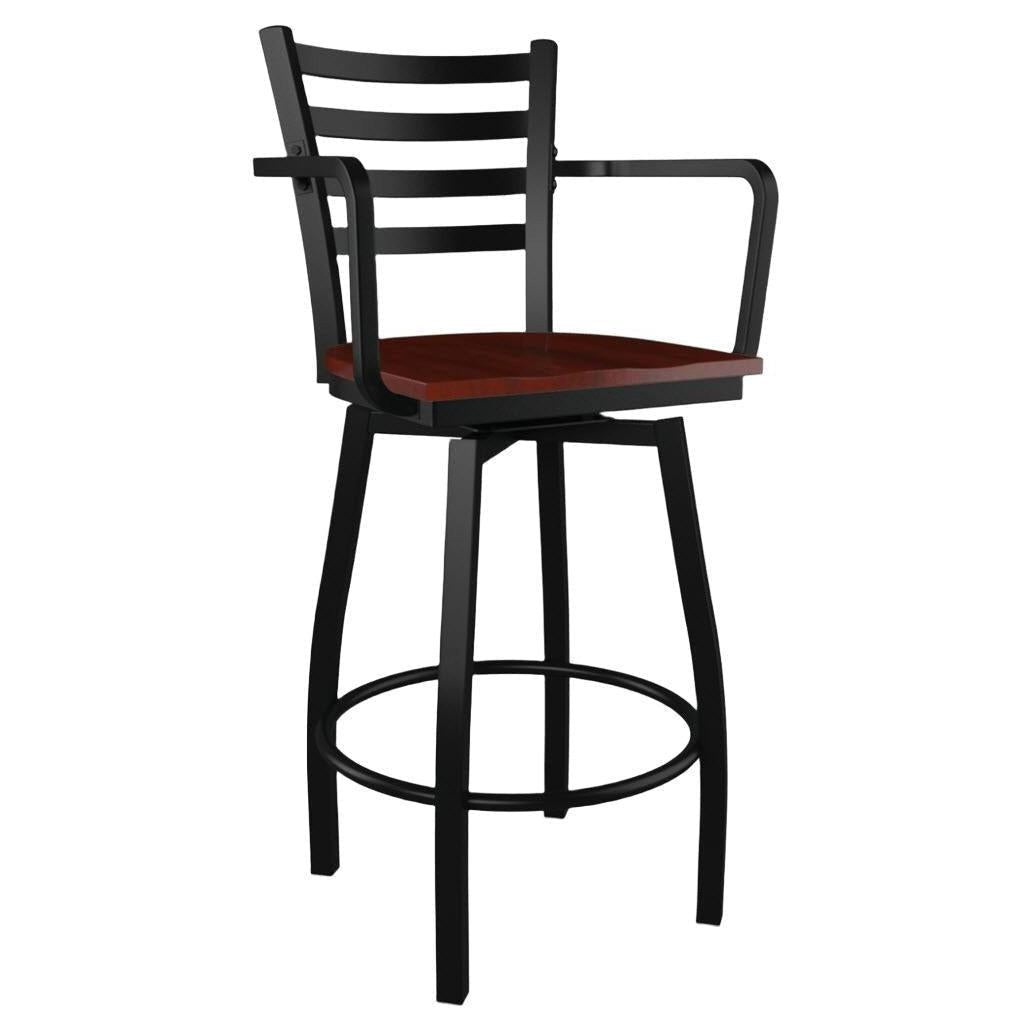 Swivel Ladder Back Metal Bar Stool with Arms19c43f4947748e8459