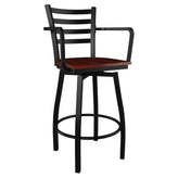 Swivel Ladder Back Metal Bar Stool with Arms19c43f4947748e8459