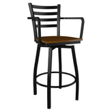 Swivel Ladder Back Metal Bar Stool with Arms19c43f494772b2ba28