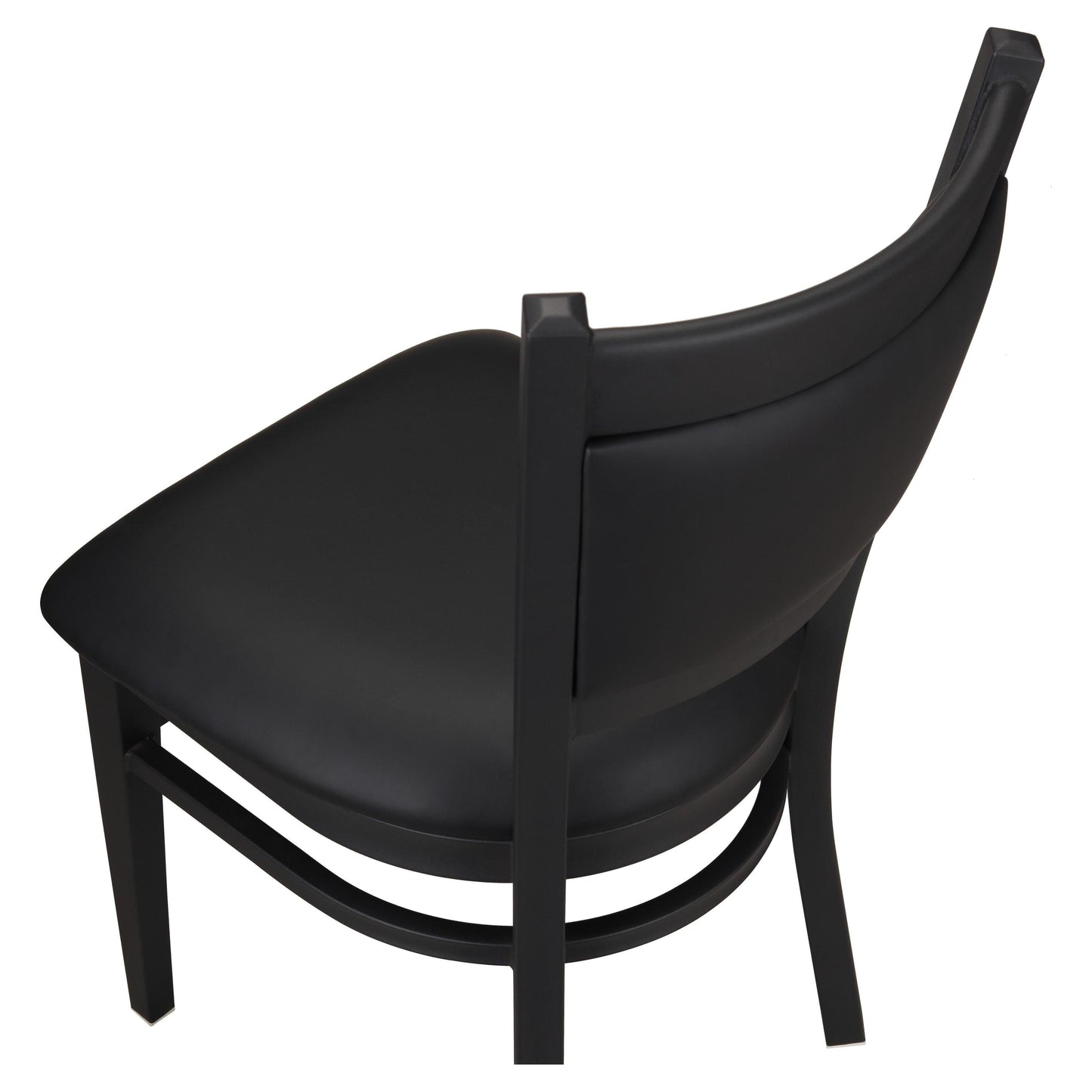 Black Vinyl Upholstered Back Metal Restaurant Chair19b8fb5c94836fb354