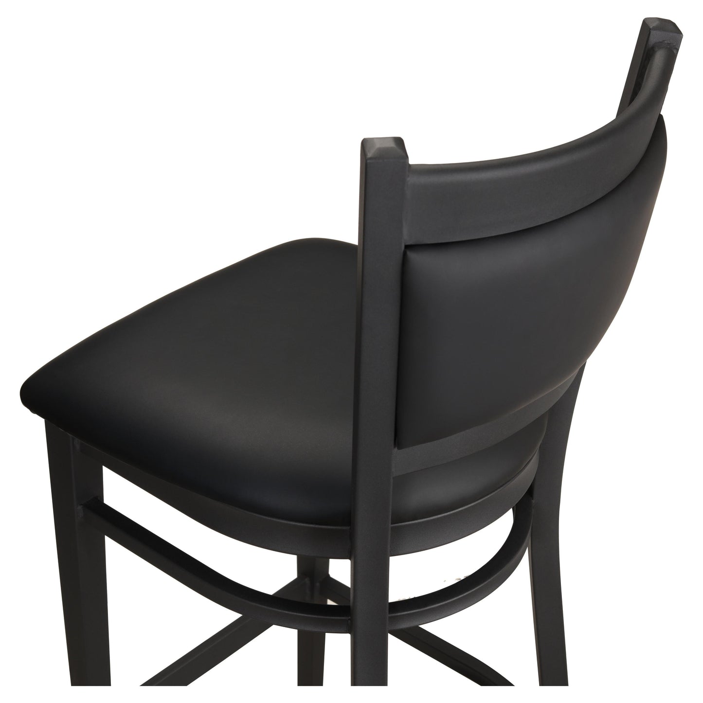 Black Vinyl Upholstered Back Metal Bar Stool19b8fb2237713ce6fd