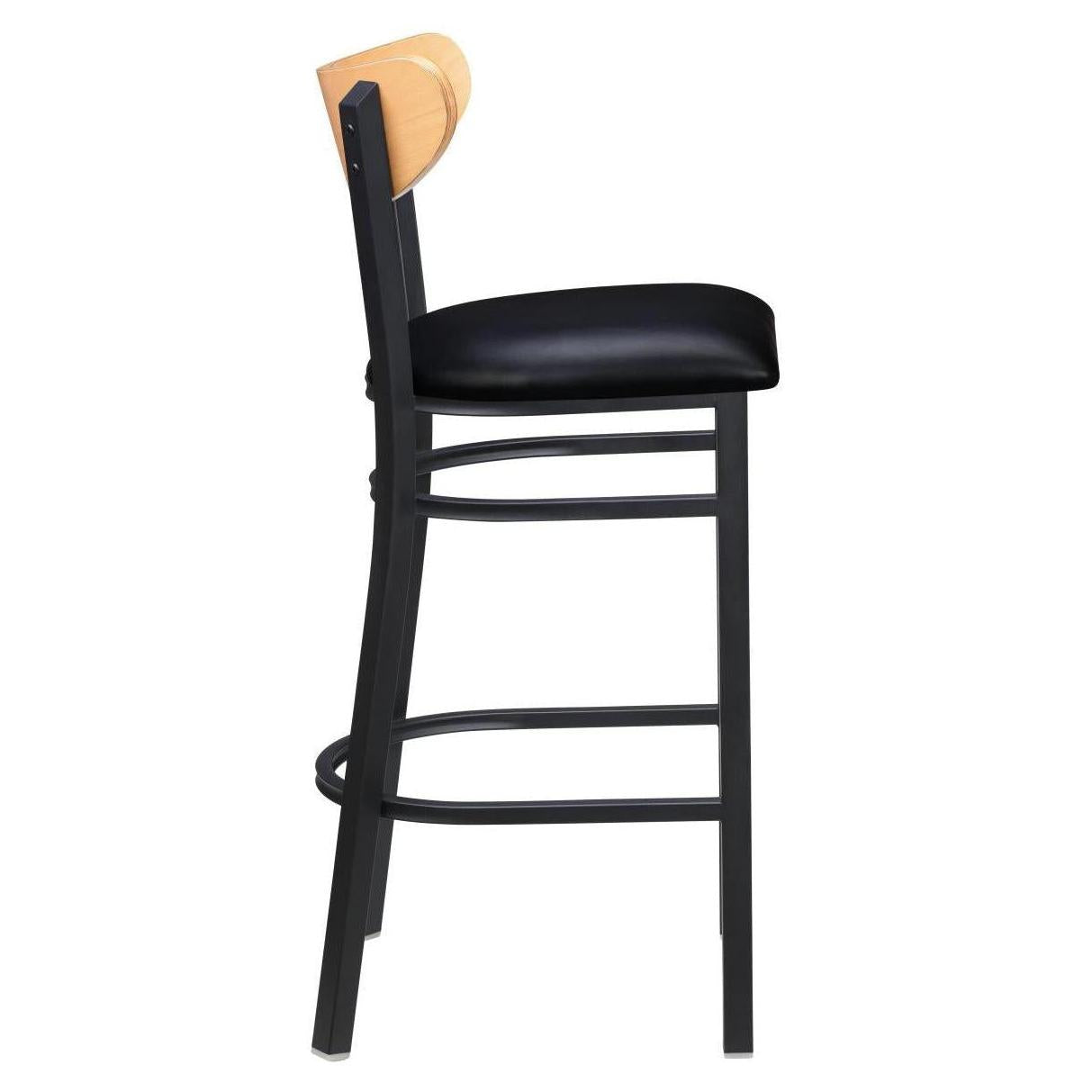 Curvy Metal Bar Stool with Wood Back19a5563d1b0f48aee