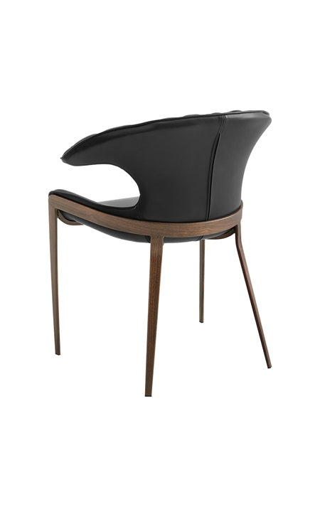 Quilted Bullhorn-Back Upholstered Dining Chair with Metal Legs