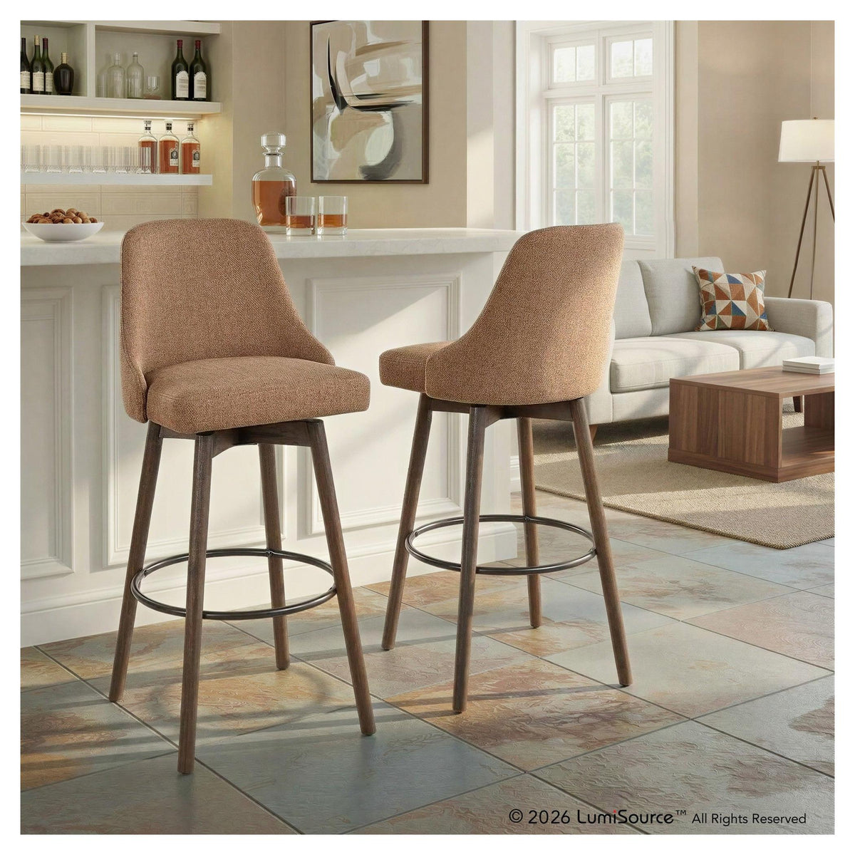 Marcel Upholstered 30" Fixed-Height Barstool - Set of 2