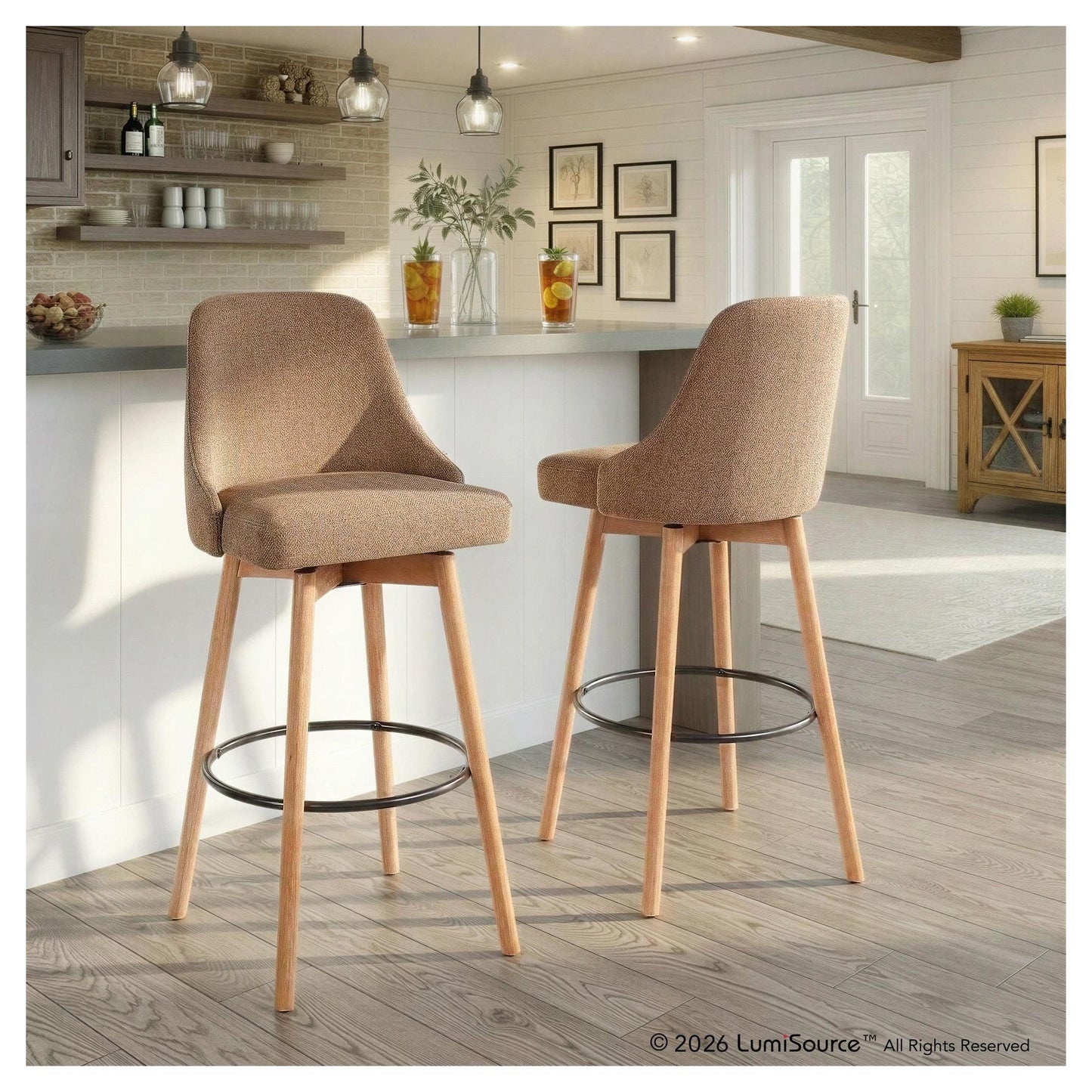 Marcel Upholstered 30" Fixed-Height Barstool - Set of 2