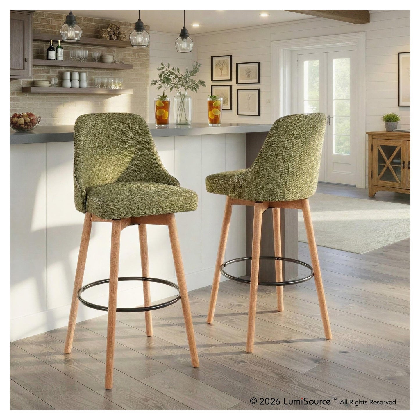 Marcel Upholstered 30" Fixed-Height Barstool - Set of 2