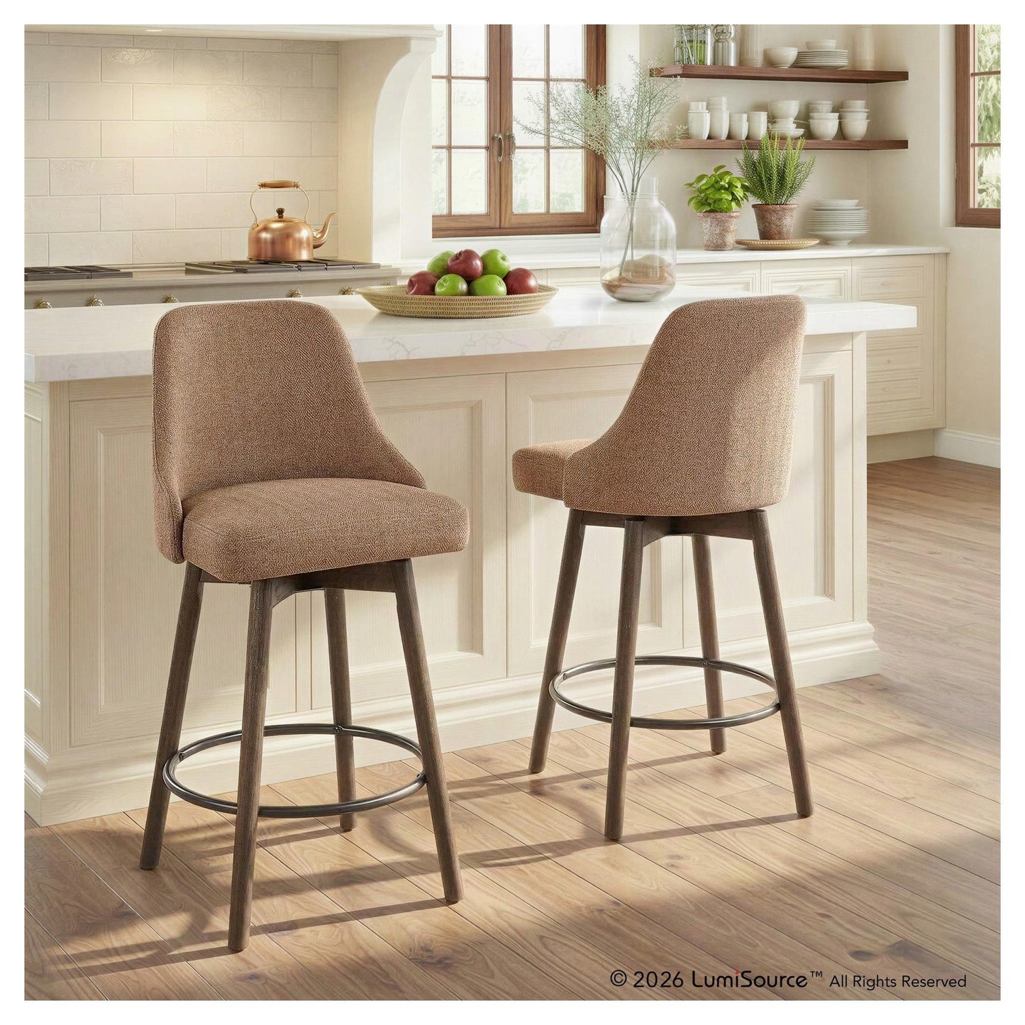 Marcel Upholstered 26" Fixed-Height Counter Stool - Set of 2