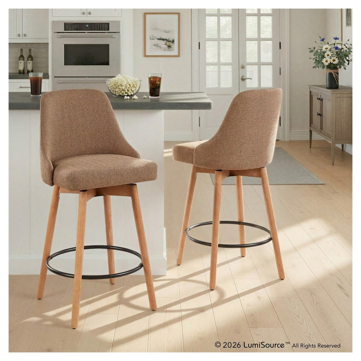 Marcel Upholstered 26" Fixed-Height Counter Stool - Set of 2