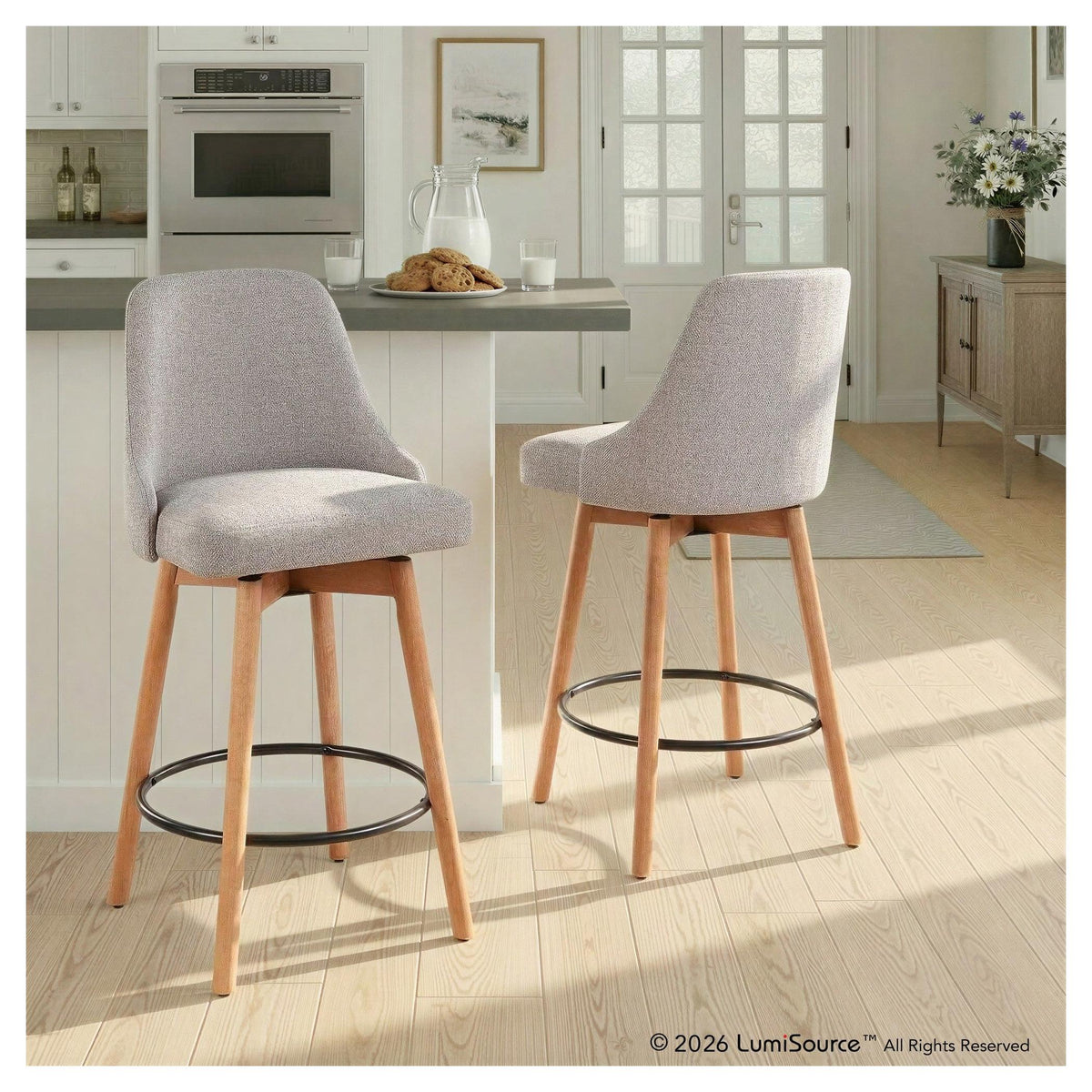 Marcel Upholstered 26" Fixed-Height Counter Stool - Set of 2