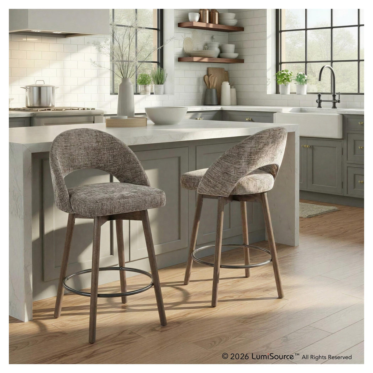 Renee Upholstered 26" Fixed-Height Counter Stool - Set of 2