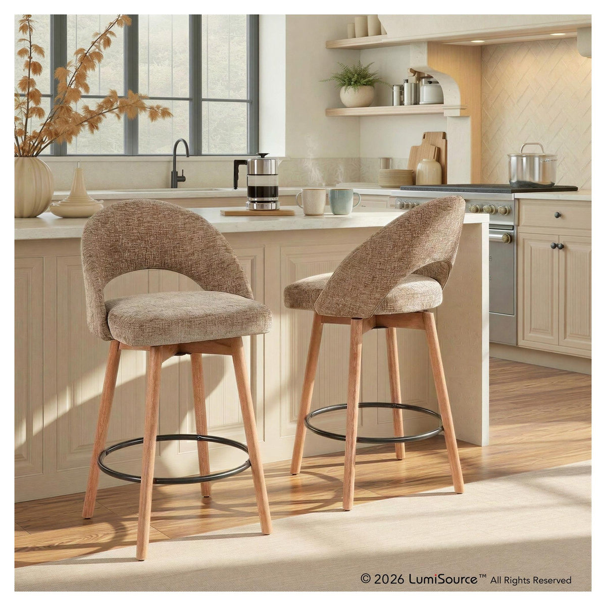 Renee Upholstered 26" Fixed-Height Counter Stool - Set of 2