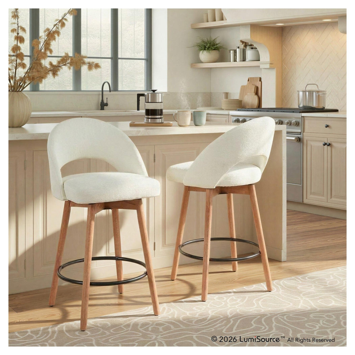 Renee Upholstered 26" Fixed-Height Counter Stool - Set of 2