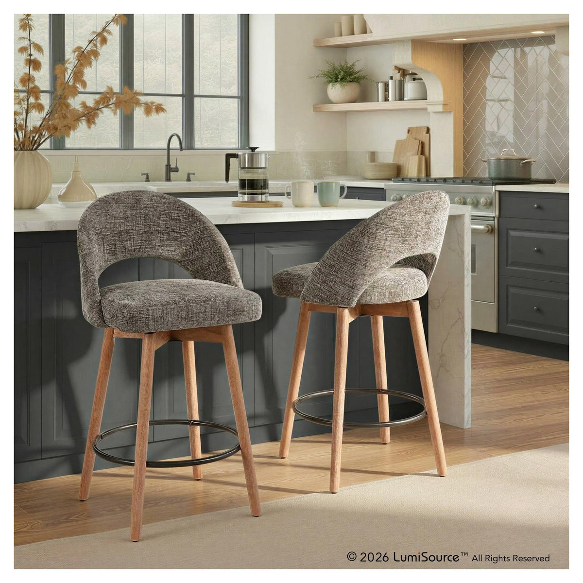 Renee Upholstered 26" Fixed-Height Counter Stool - Set of 2
