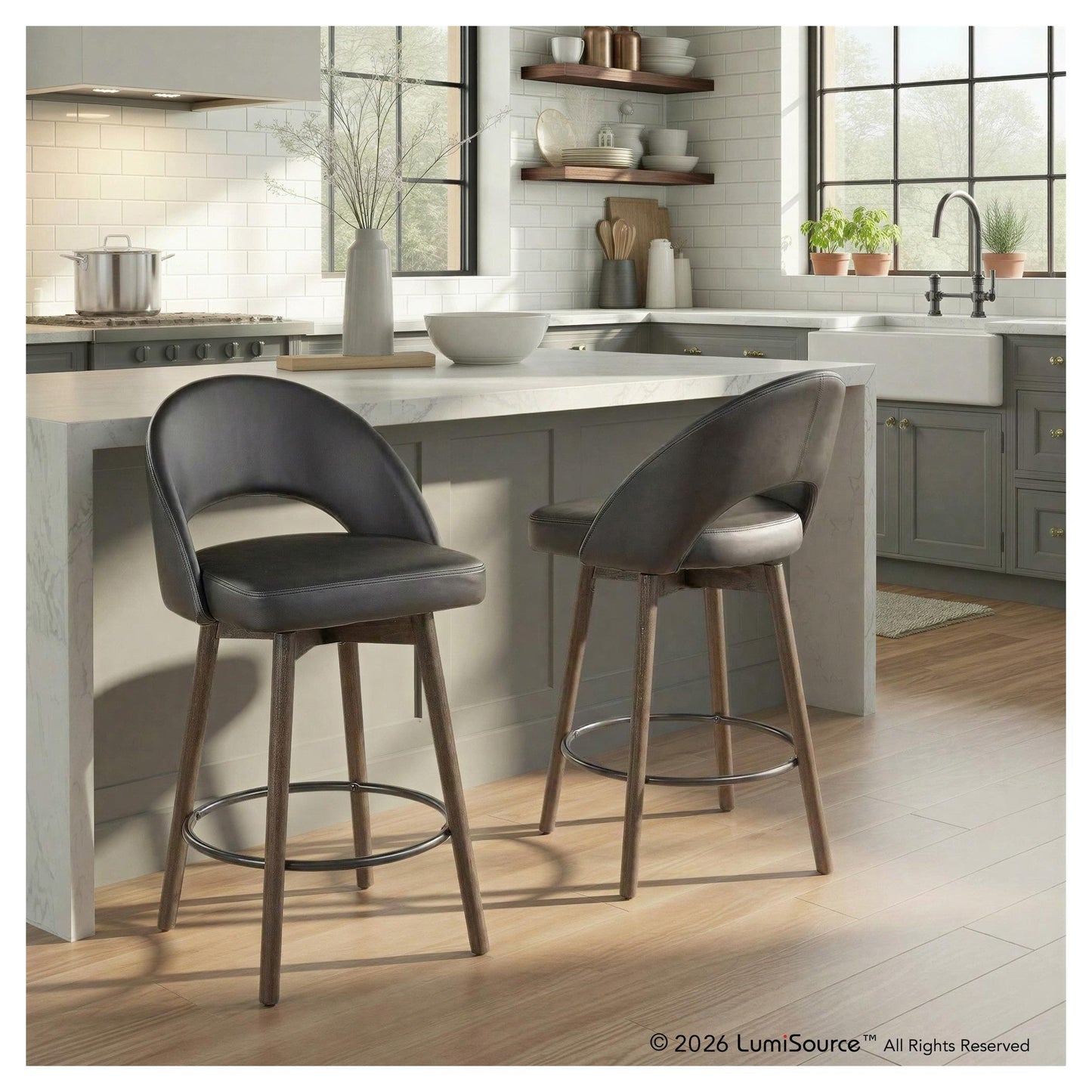Renee Upholstered 26" Fixed-Height Counter Stool - Set of 2