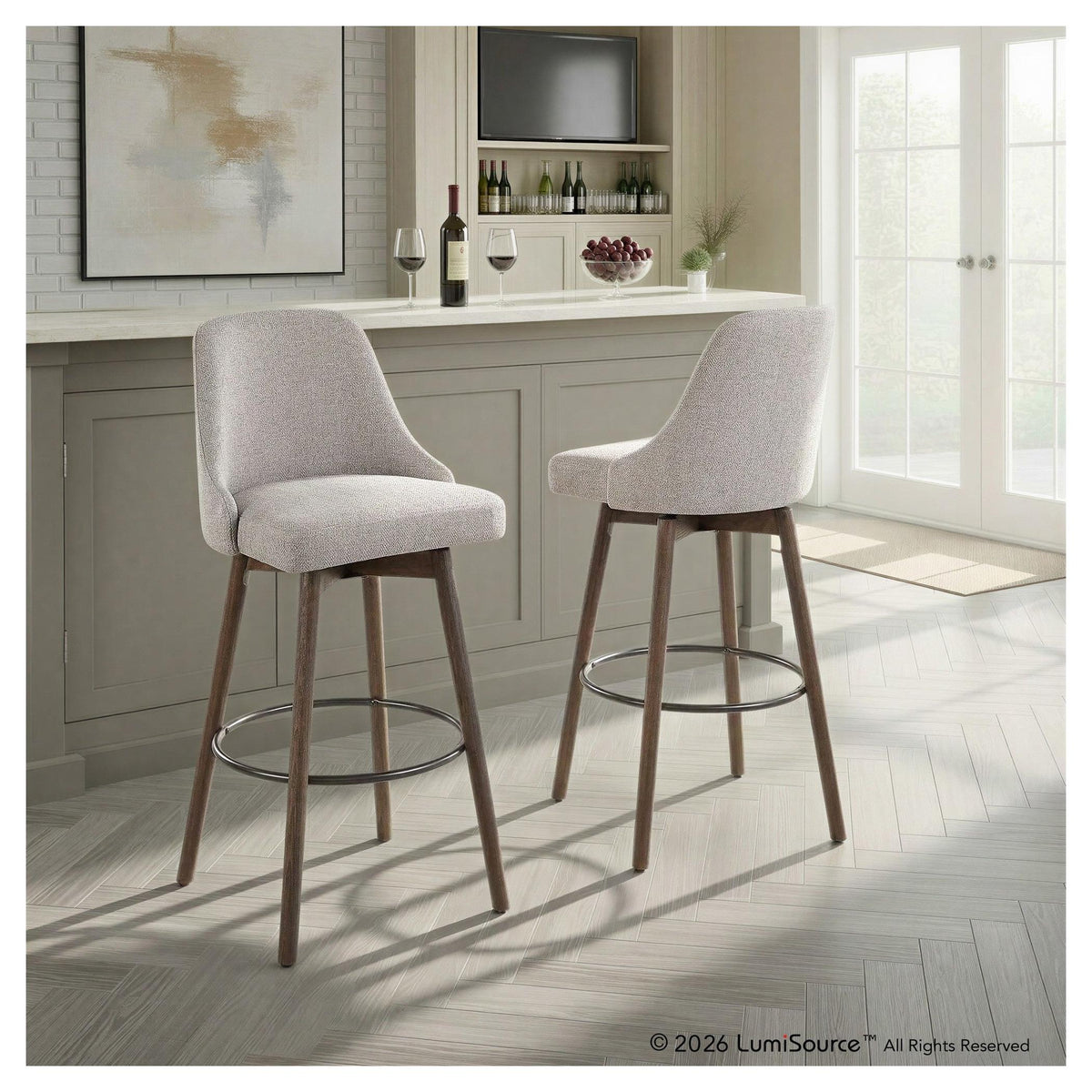 Marcel Upholstered 30" Fixed-Height Barstool - Set of 2