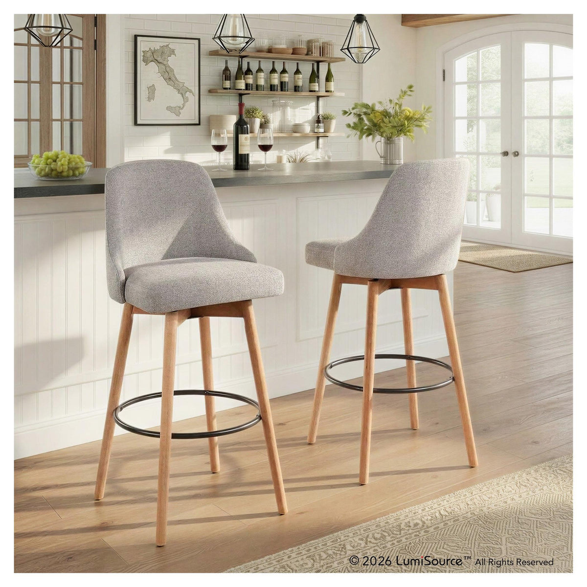 Marcel Upholstered 30" Fixed-Height Barstool - Set of 2