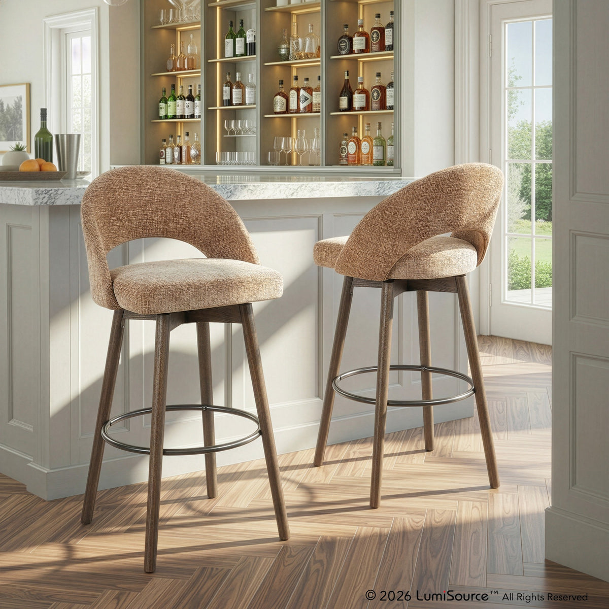 Renee Upholstered 30" Fixed-Height Barstool - Set of 2