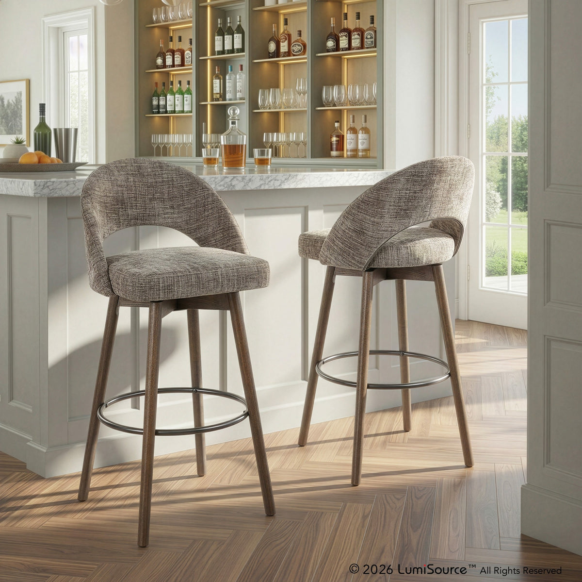 Renee Upholstered 30" Fixed-Height Barstool - Set of 2