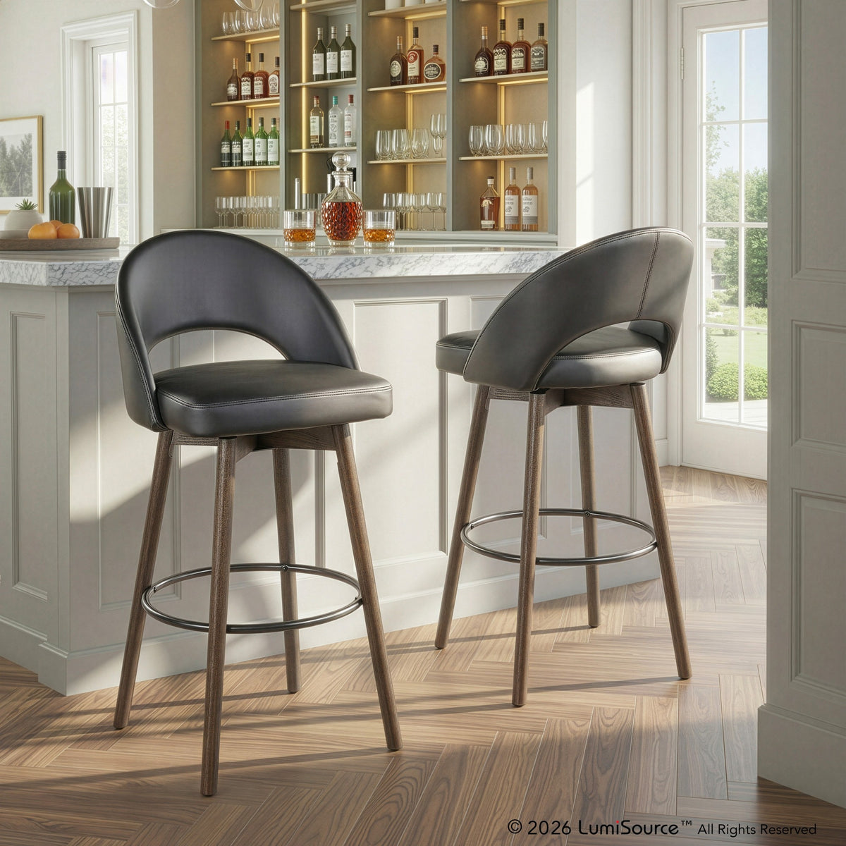 Renee Upholstered 30" Fixed-Height Barstool - Set of 2