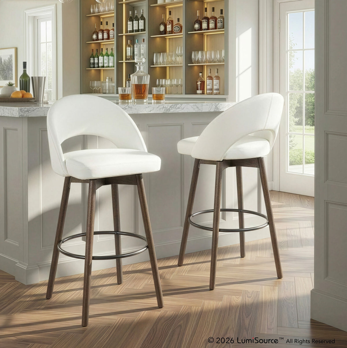 Renee Upholstered 30" Fixed-Height Barstool - Set of 2