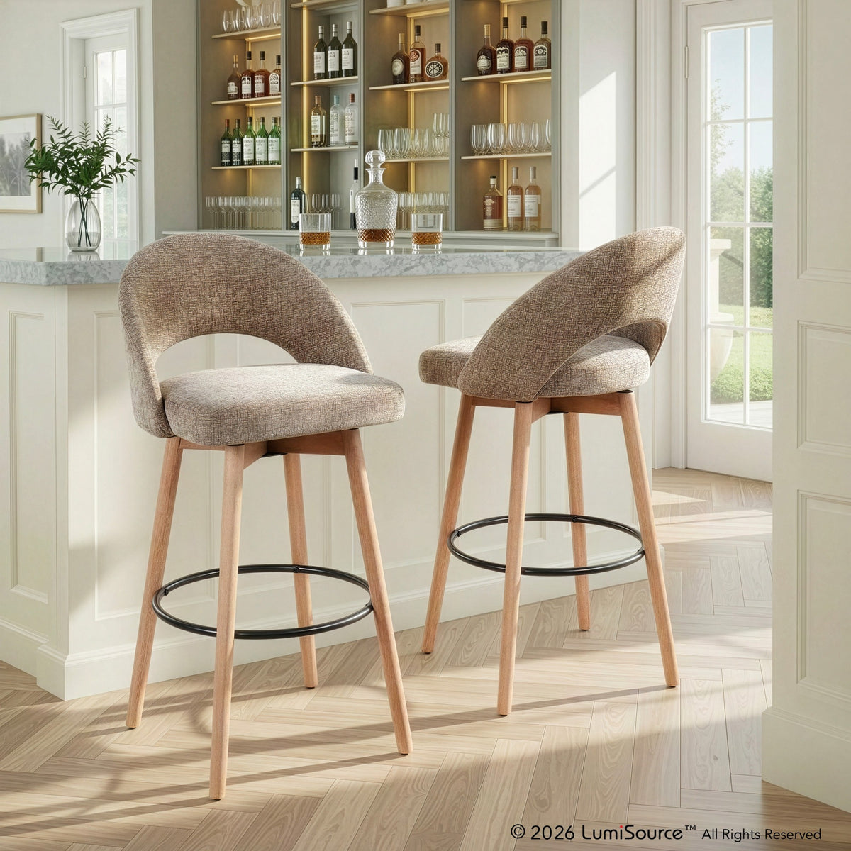 Renee Upholstered 30" Fixed-Height Barstool - Set of 2