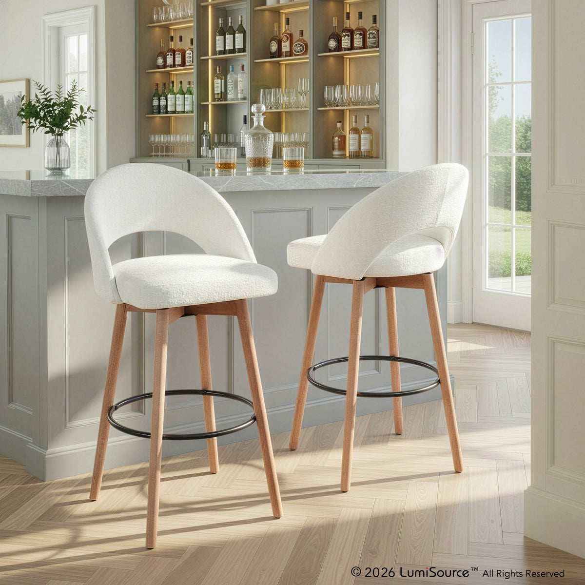 Renee Upholstered 30" Fixed-Height Barstool - Set of 2