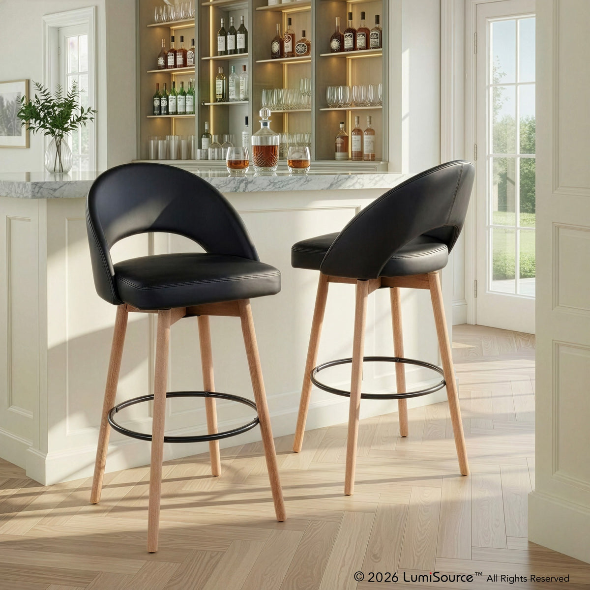 Renee Upholstered 30" Fixed-Height Barstool - Set of 2